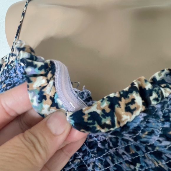 Free People One I Love Smocked Strappy Back Maxi Dress Size L Ruffle Multicolor - Picture 8 of 14